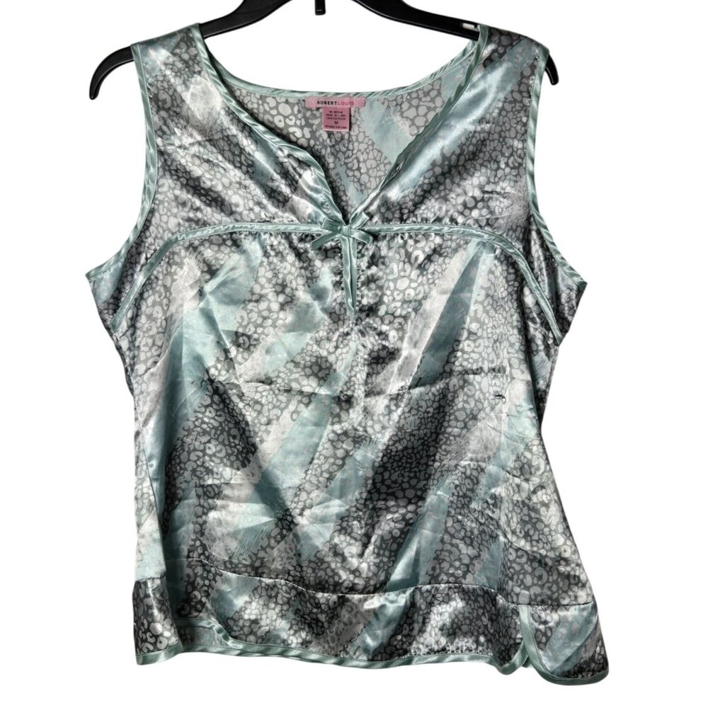 Robert Louis Womens Babydoll Tank Top Size Medium Y2K 2000s Satin Feminine Vneck